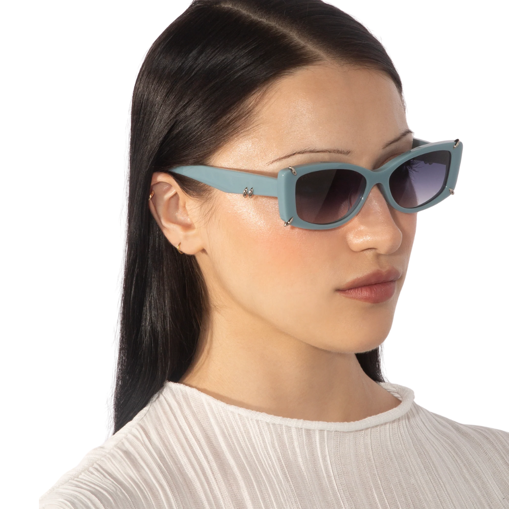 FOR ART'S SAKE DYER BLUE designer sunglasses - angled view highlighting eco-friendly premium materials and elegant design
