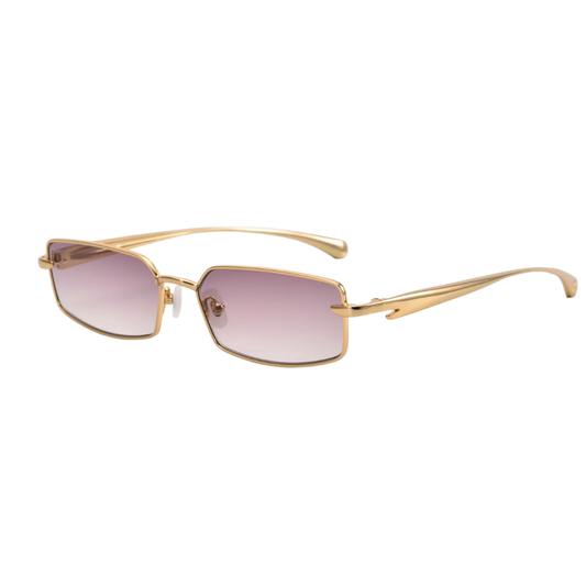 FOR ART'S SAKE LUCIO GOLD luxury sunglasses - side view showing Lucio Fontana inspired 3D slash detail on temple
