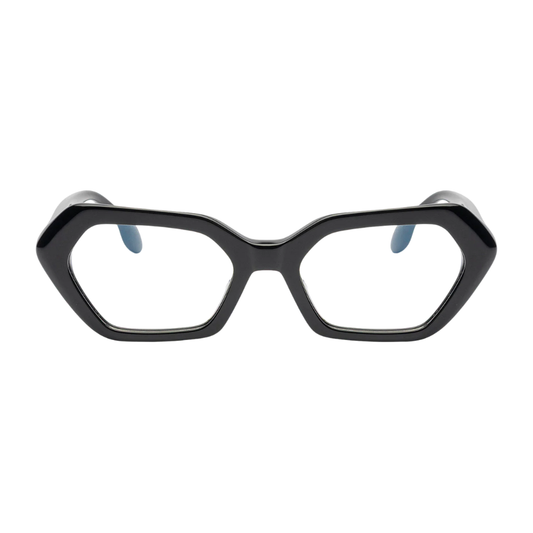 MARC ELLIS Morena black acetate eyeglasses front view
