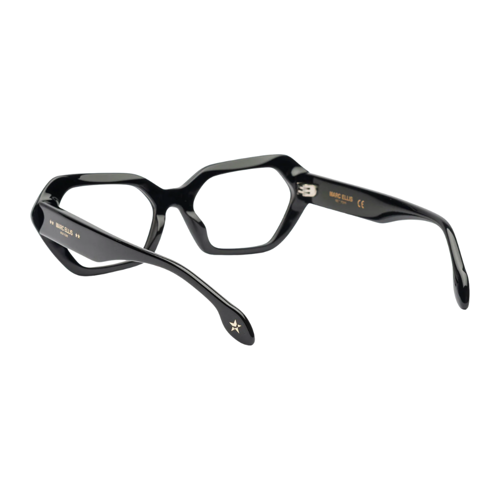 MARC ELLIS Morena black eyeglasses frame detail and craftsmanship
