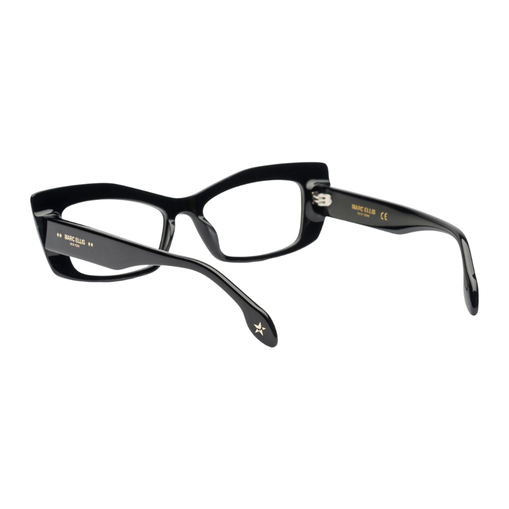 MARC ELLIS Marta black eyeglasses frame detail and craftsmanship
