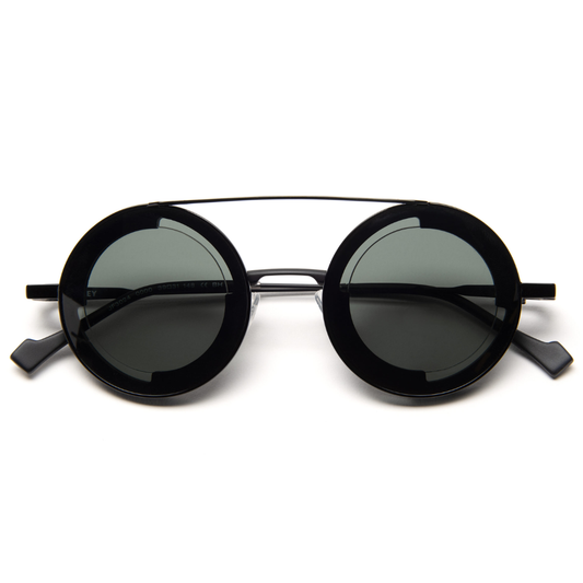 J.F.REY 3024 with magnetic clip-on sunglasses attached - 2-in-1 convertible eyewear system front view
