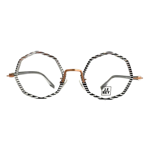 J.F.REY JF1483 unisex eyeglasses front view - French designer acetate and metal hybrid optical frames
