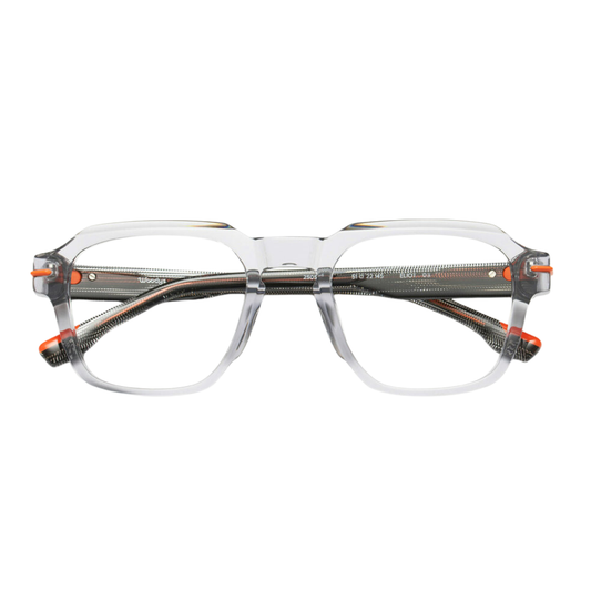 WOODYS Eliot 03 eyeglasses front view - geometric square frames with milled details and Italian acetate
