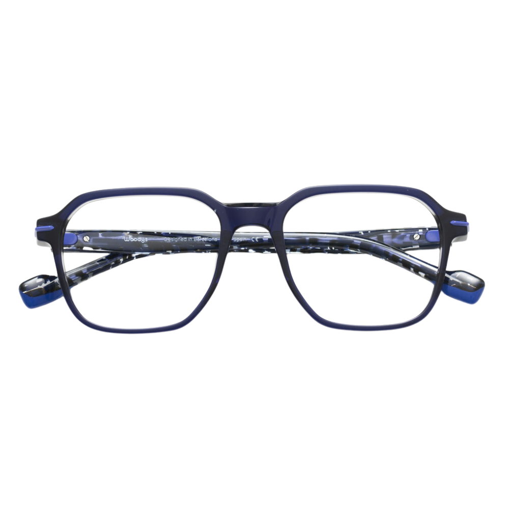 WOODYS Luc 01 eyeglasses front view - milled geometric square frames with bold volume in Italian acetate
