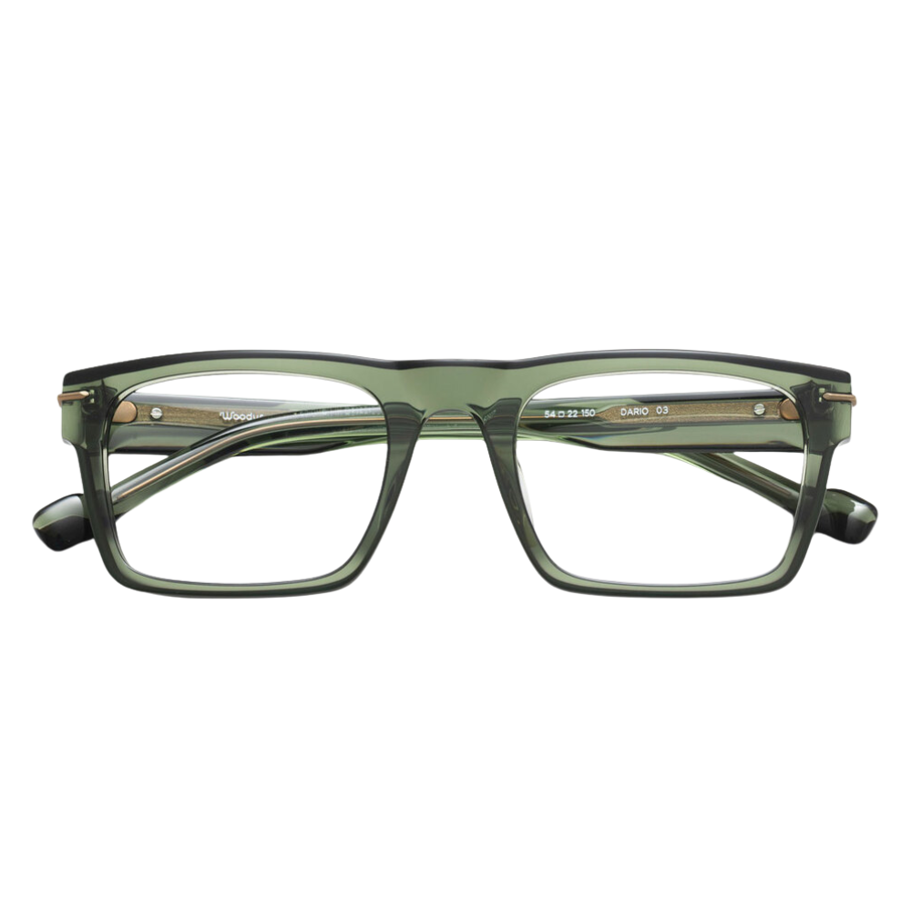 WOODYS Dario 03 eyeglasses front view - balanced rectangular frames with reinforced bridge in Italian acetate
