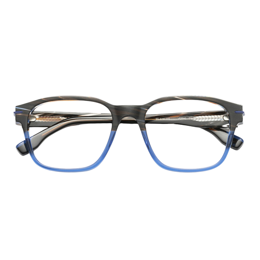 WOODYS Verne 04 eyeglasses front view - large square frames with double laminated acetate and metal rim inlays
