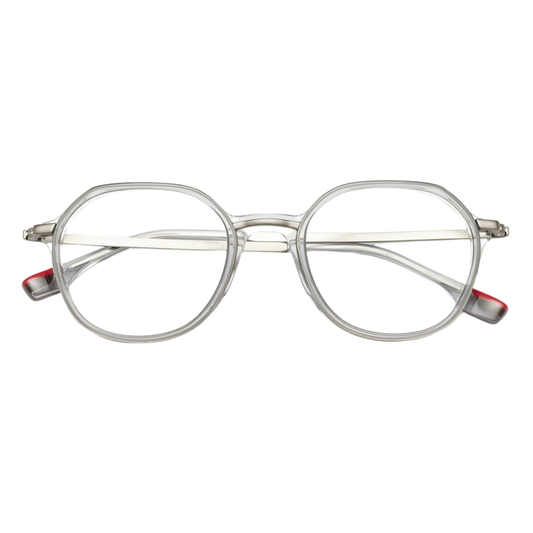 WOODYS Murray 03 eyeglasses front view - reimagined pantos combined frames with Italian acetate and metal structure

