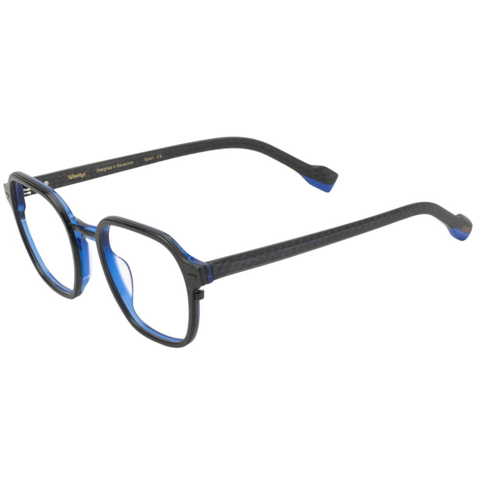 WOODYS Ernest 01 prescription glasses side view - metal frames with acetate front and wooden temple tips
