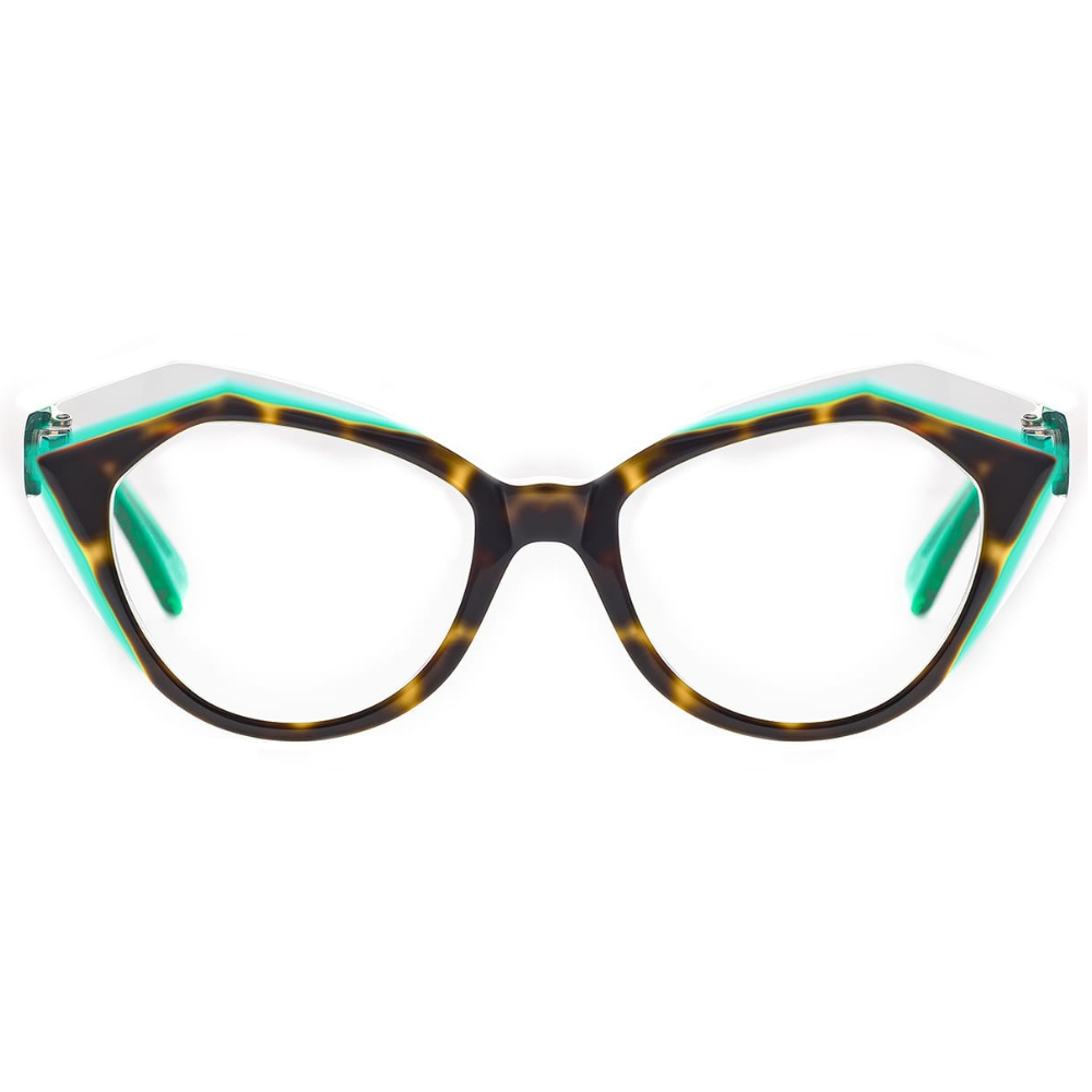 TOFFOLI T55 Emerald eyeglasses front view - feminine cat-eye acetate frames in emerald green for women
