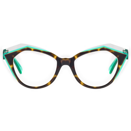 TOFFOLI T55 Emerald eyeglasses front view - feminine cat-eye acetate frames in emerald green for women
