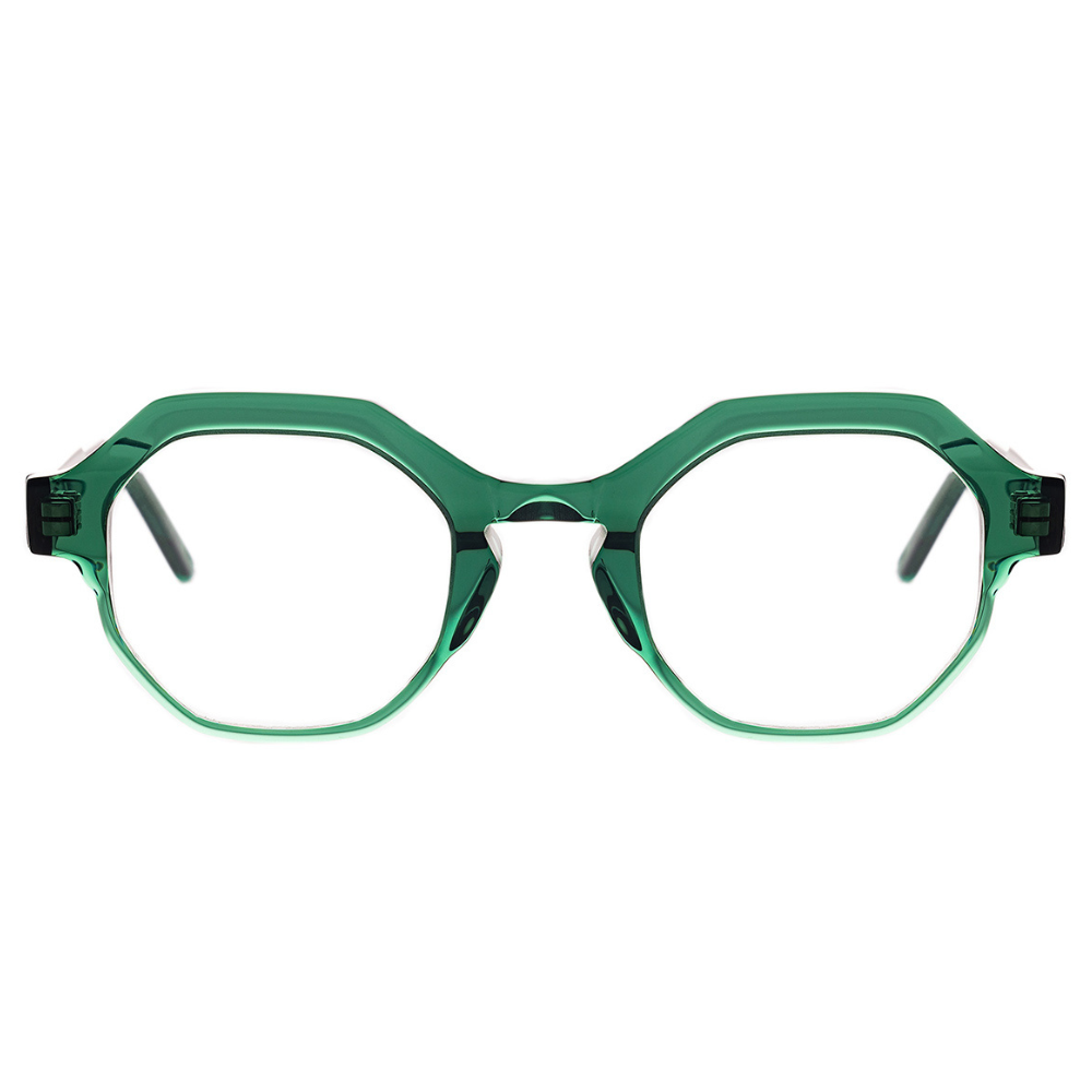 TOFFOLI T077 Green eyeglasses front view - classic round green acetate prescription frames
