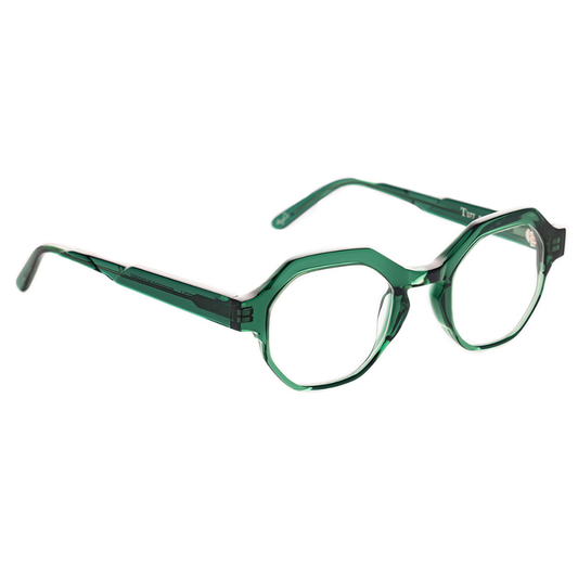 TOFFOLI T077 Green prescription glasses side view - timeless round frames in distinctive green acetate
