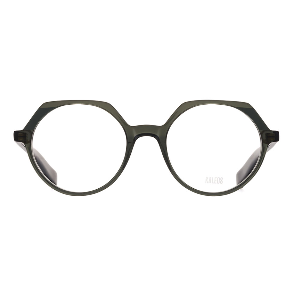 KALEOS Hanson Green eyeglasses front view - handmade round green acetate prescription frames
