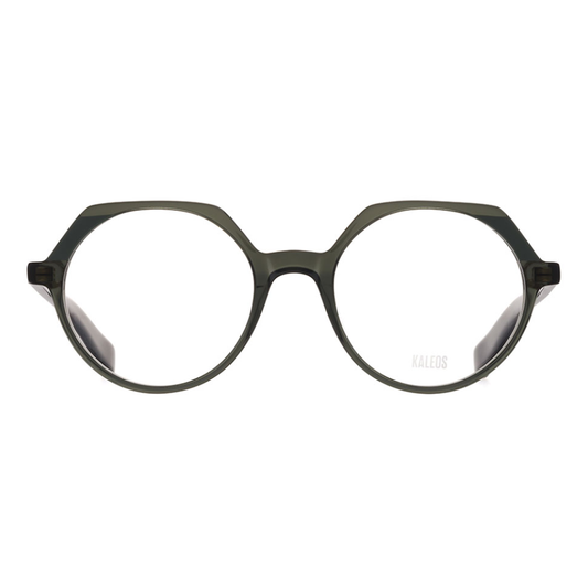 KALEOS Hanson Green eyeglasses front view - handmade round green acetate prescription frames
