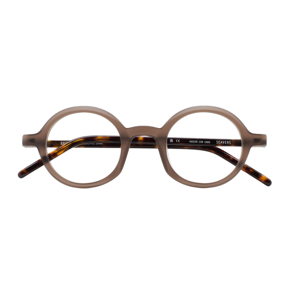 KALEOS Seavers Brown eyeglasses front view - handmade round brown acetate prescription frames
