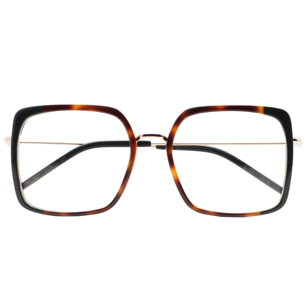 KALEOS Rainey Brown eyeglasses front view - handmade square frames combining brown acetate and stainless steel for women
