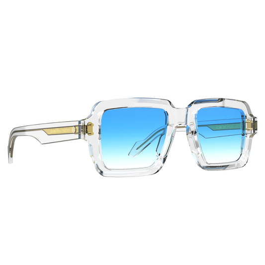 Original Vintage Monolith Zero sunglasses side view - modern transparent frames with UV protection gradient lenses
