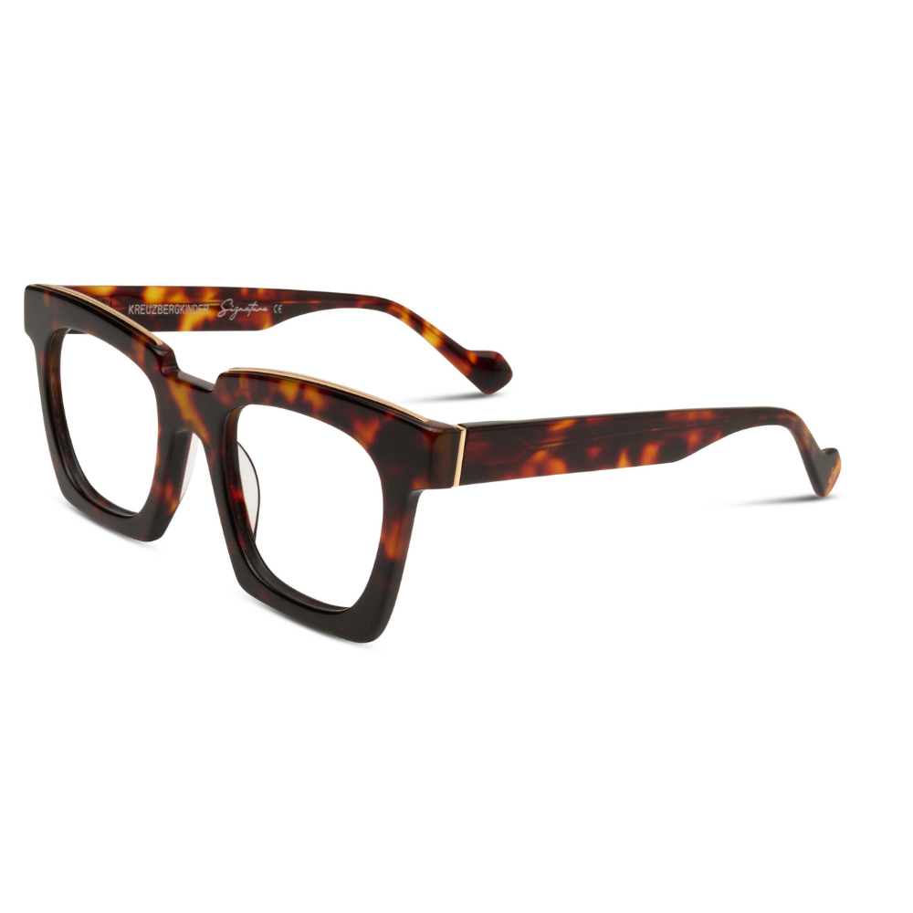 KREUZBERGKINDER Kathrin prescription glasses - side view showing tortoiseshell acetate detail

