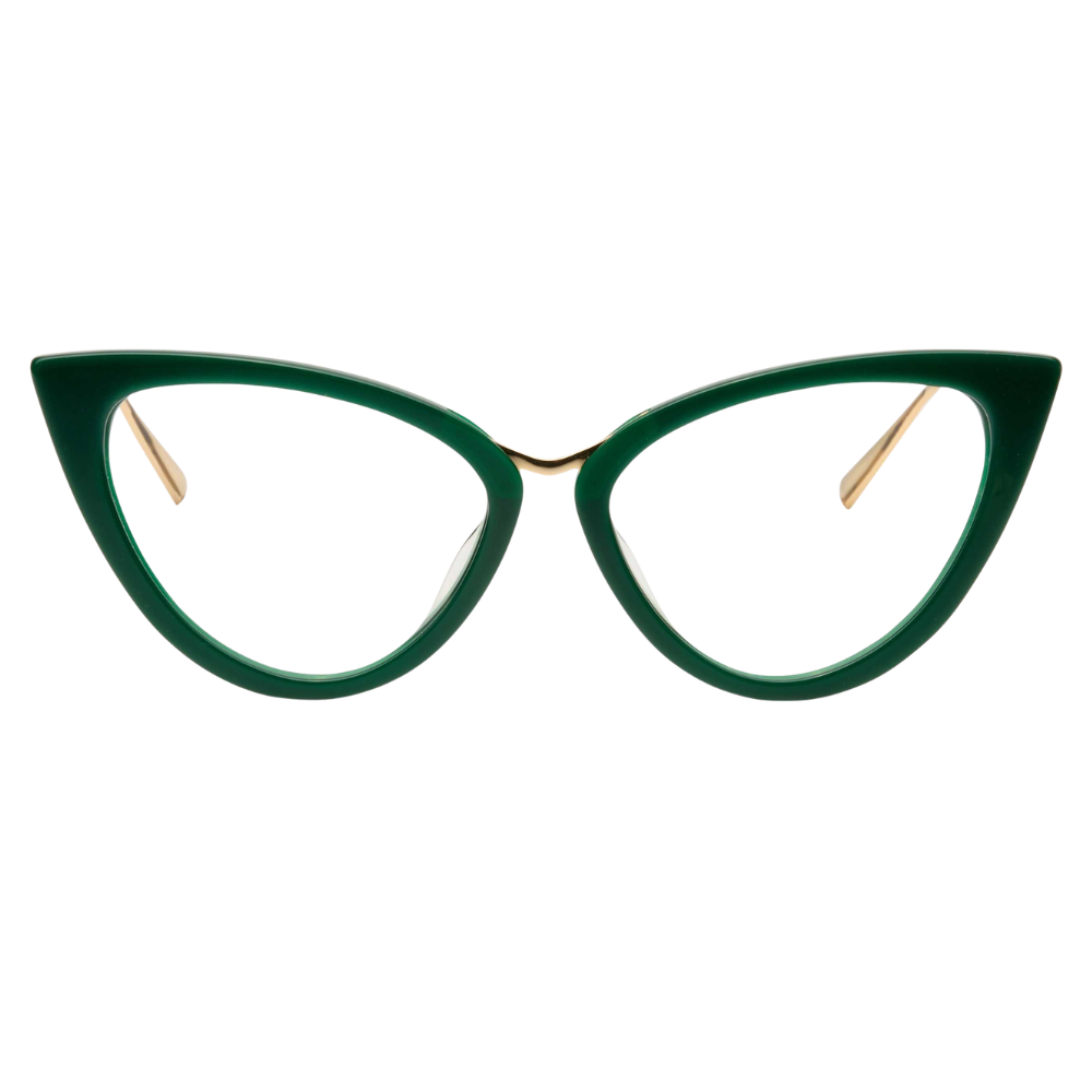 KREUZBERGKINDER Luna 2.0 women's eyeglasses - cat-eye green acetate and gold steel frames
