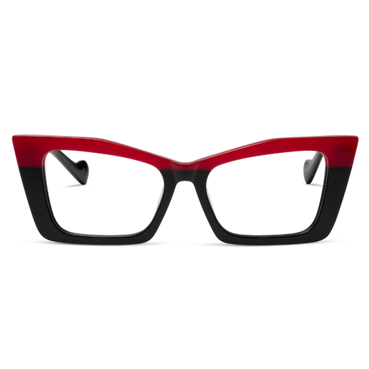 KREUZBERGKINDER Dirty Martyny women's eyeglasses - cat-eye red and black acetate frames
