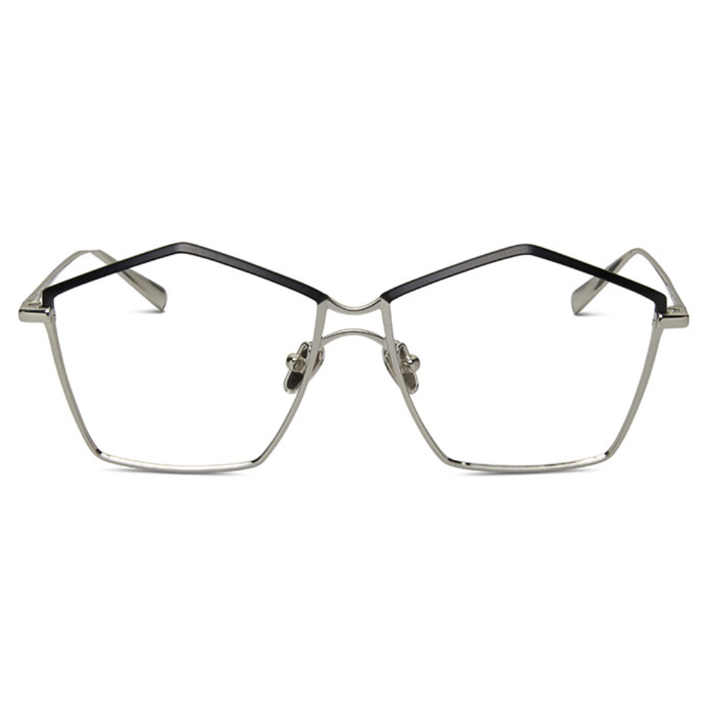 KREUZBERGKINDER Star women's eyeglasses - square silver and black stainless steel frames

