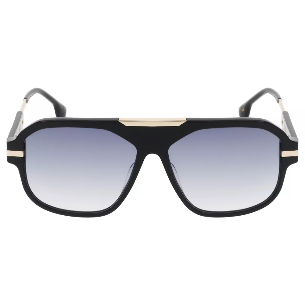 EKKIU KT22607A sunglasses - polarized gradient grey lenses black and gold frame
