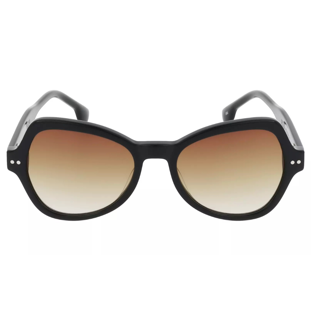 EKKIU KT22606A sunglasses - polarized gradient brown lenses black silver butterfly frame
