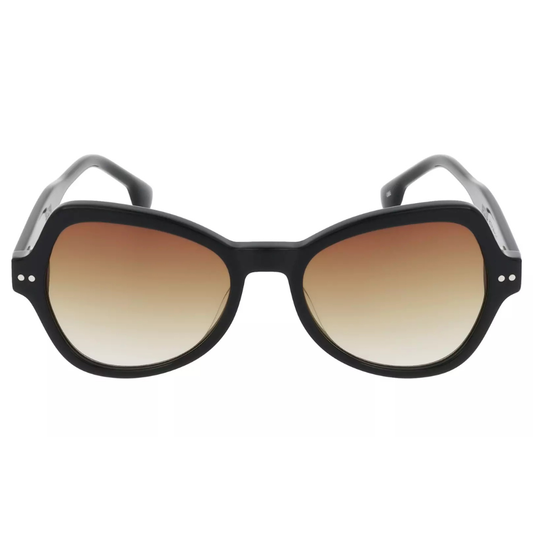 EKKIU KT22606A sunglasses - polarized gradient brown lenses black silver butterfly frame
