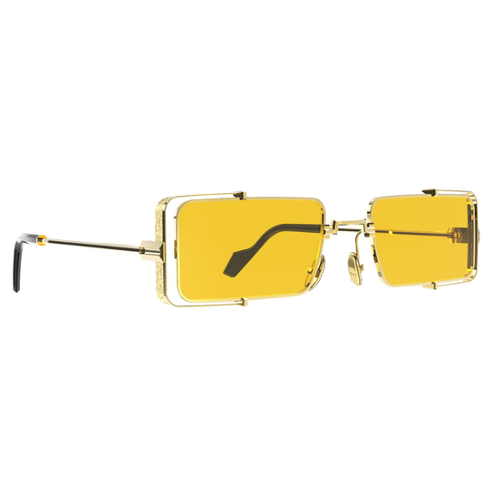 Original Vintage Sunglasses Twenties TW02 - rectangular gold steel frame amber lenses
