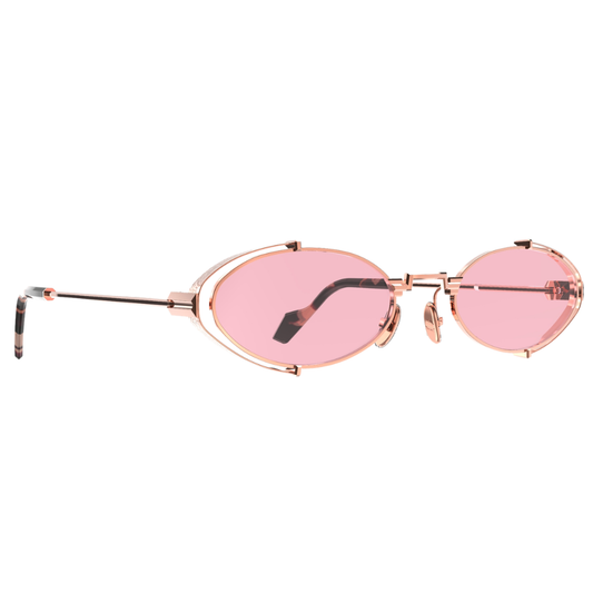 Original Vintage Sunglasses Twenties TW04 - rose gold steel oval frame light pink lenses
