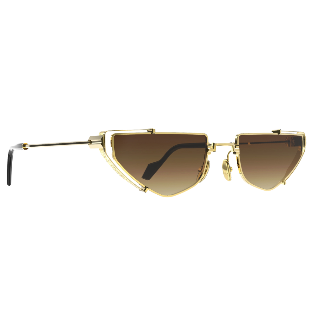 Original Vintage Sunglasses Twenties TW03 - gold steel frame gradient brown lenses
