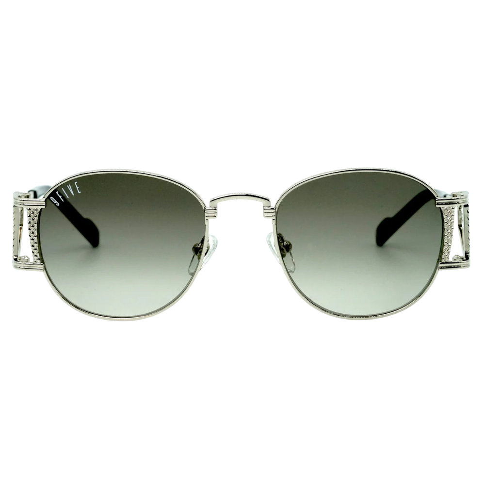 9FIVE Legacy Platinum collector's edition gradient sunglasses – front view, diamond-engraved acetate frame with platinum-plated stainless steel
