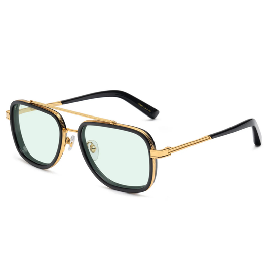 9FIVE Crowns jade green photochromic lenses with 9FIVE logo on right lens – adaptive UV protection sunglasses
