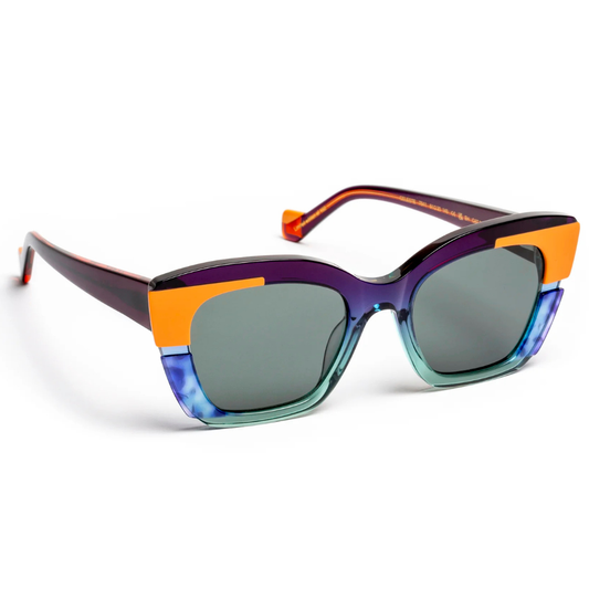 J.F. Rey Celeste 7541 side view – wide hand-crafted faceted acetate temple catching light, limited edition 150 pieces worldwide
