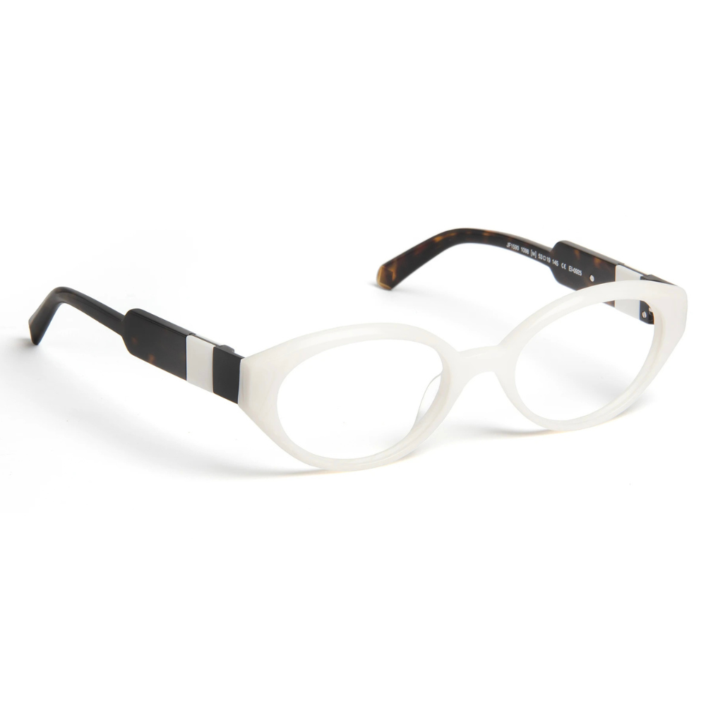 J.F.REY JF1590 eyeglasses – side profile showing metal and beveled acetate decorative square temple detail
