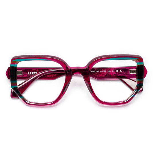 J.F.REY JF1602 sculpted acetate eyeglasses with bold geometry and tortoiseshell pattern – front view
