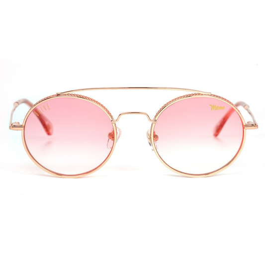 9FIVE 50-50 Rose Gold limited edition sunglasses with Pink Gradient lenses and chevron engraving – front view
