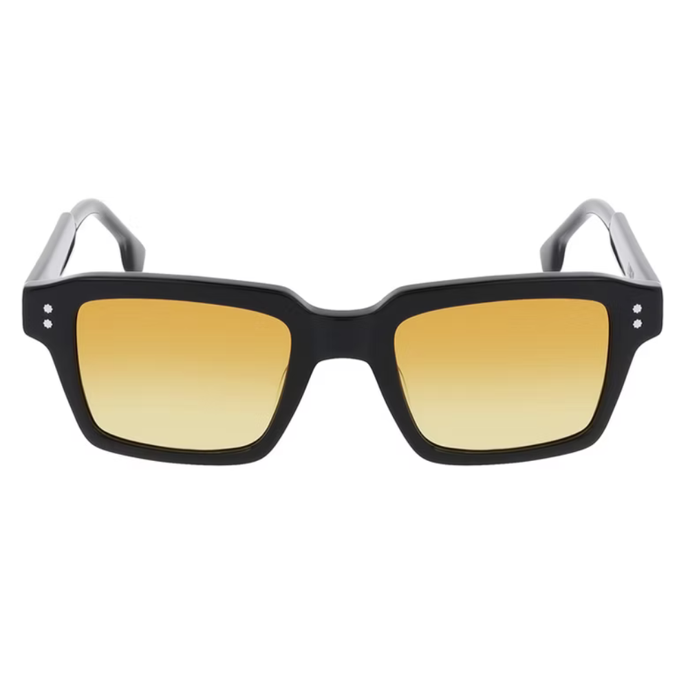 EKKIU KT22701 black square acetate sunglasses with amber filter lenses – front view
