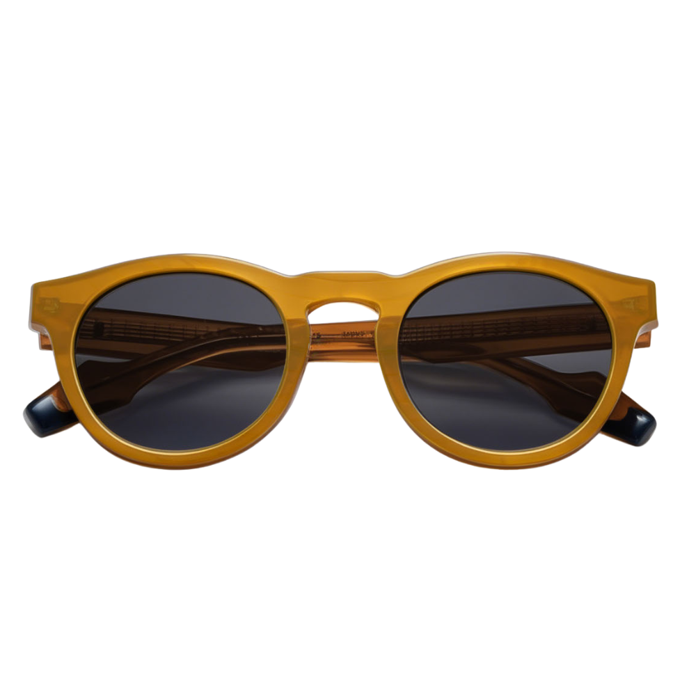 Woodys x Queen Radio C2 limited edition round sunglasses with vinyl front – front view
