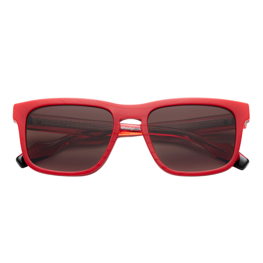 Woodys x Queen Rock C02 limited edition sunglasses with vinyl front – front view

