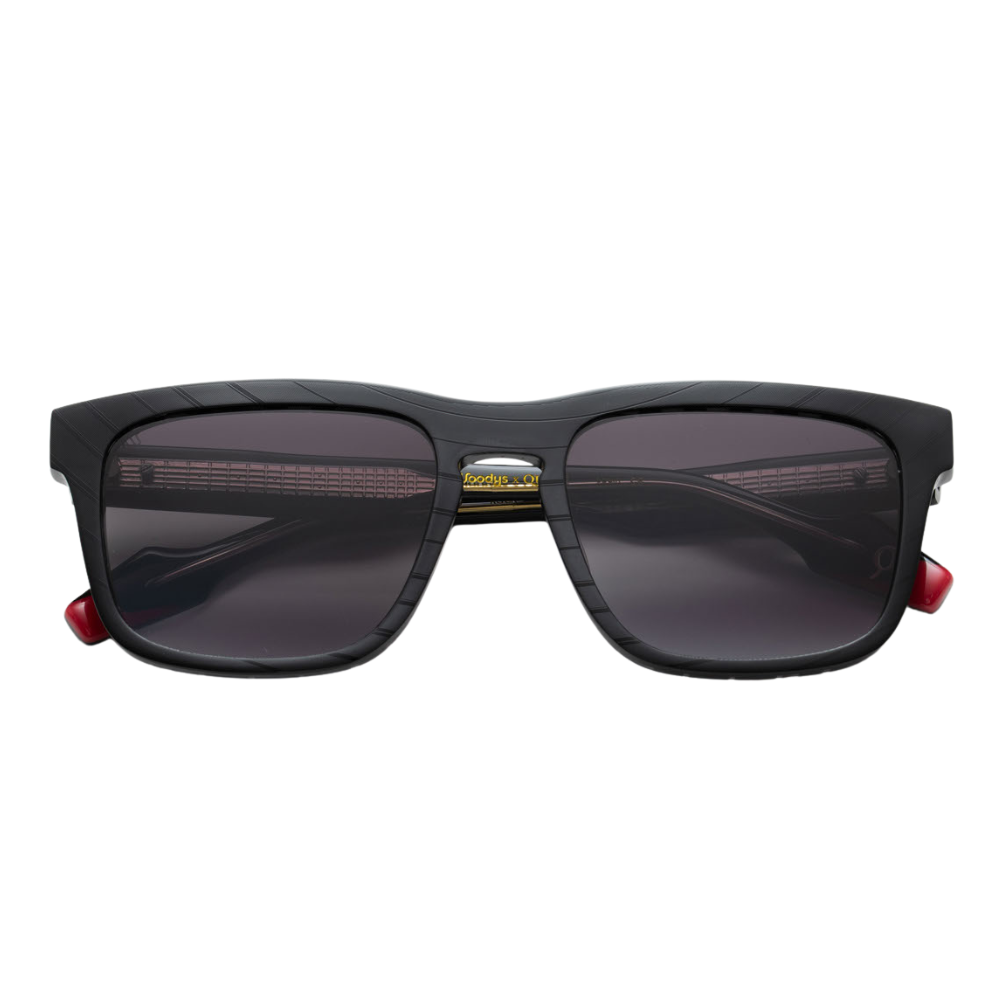 Woodys x Queen Rock C01 limited edition sunglasses with vinyl front – front view
