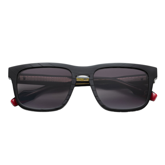 Woodys x Queen Rock C01 limited edition sunglasses with vinyl front – front view

