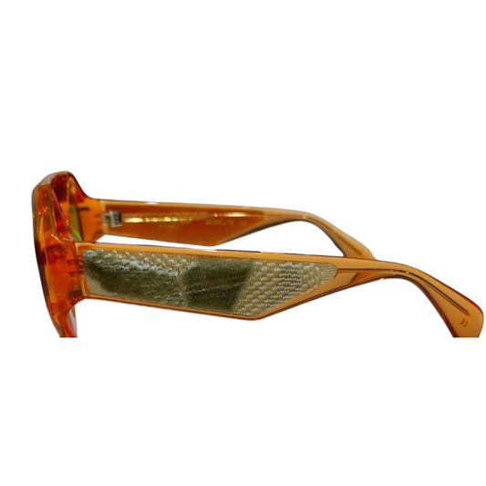 CLARISSA OLIVERIO MARZOCCO 3.0 – Detail of hand-woven 16th-century Florentine velvet temples, luxury Italian eyewear, limited to 300 pieces
