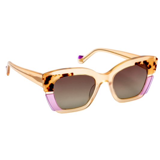 J.F.REY CELESTE 1096 sunglasses – side profile showing faceted temple and gradient acetate frame

