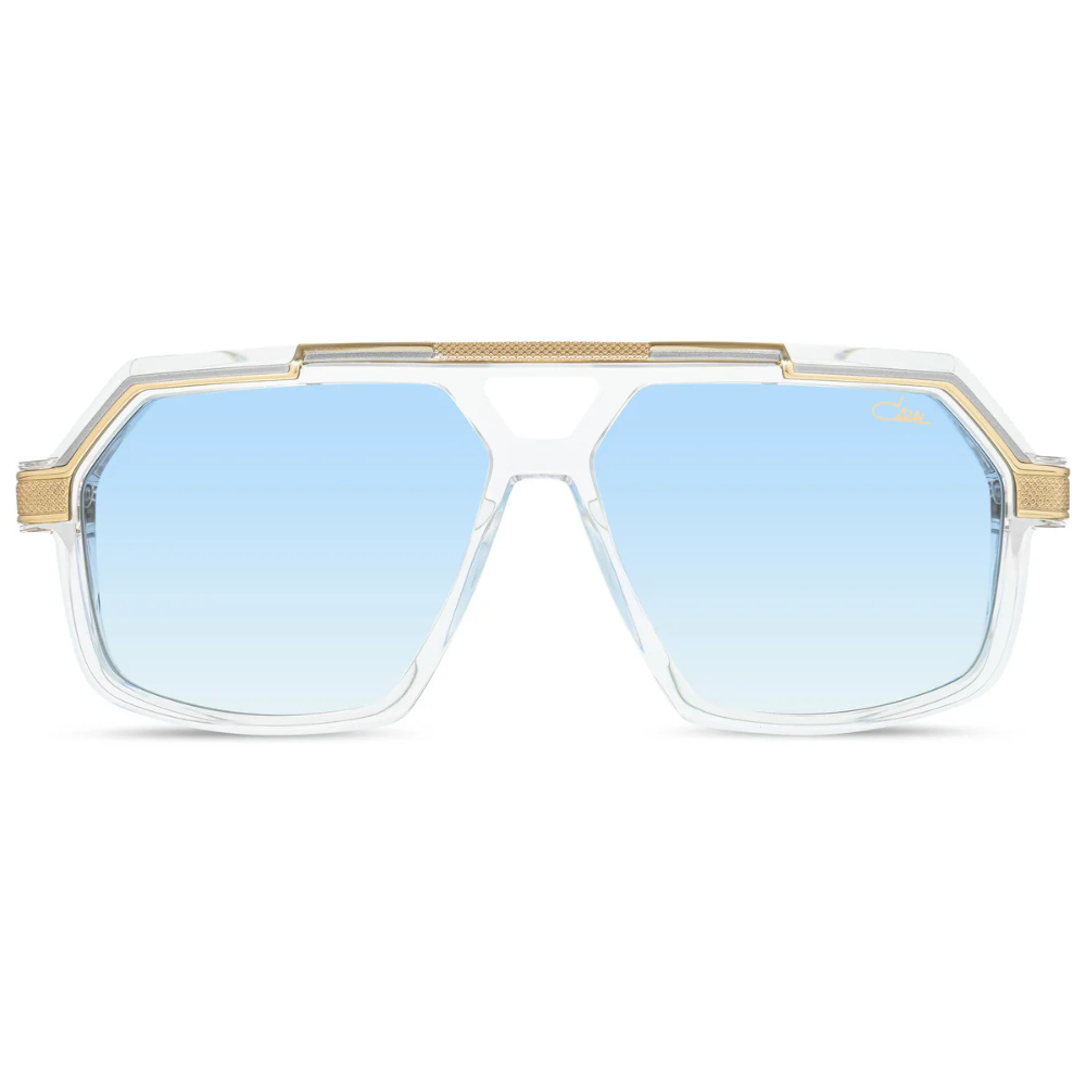 CAZAL 8048 — Luxury acetate sunglasses, crystal-bicolour, blue gradient AR-coated lenses, front view
