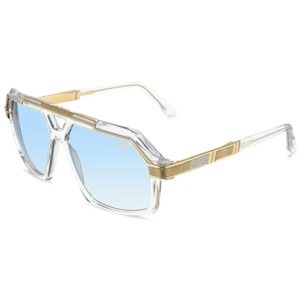 CAZAL 8048 — Luxury acetate sunglasses, crystal-bicolour, blue gradient AR-coated lenses, side view
