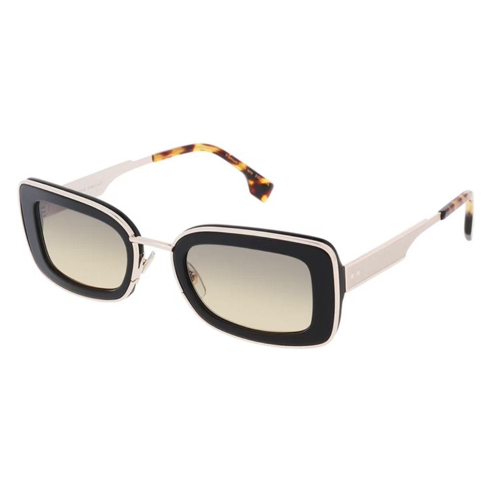 EKKIU KT12702 — Swiss women's black acetate and metal optical frame, side view
