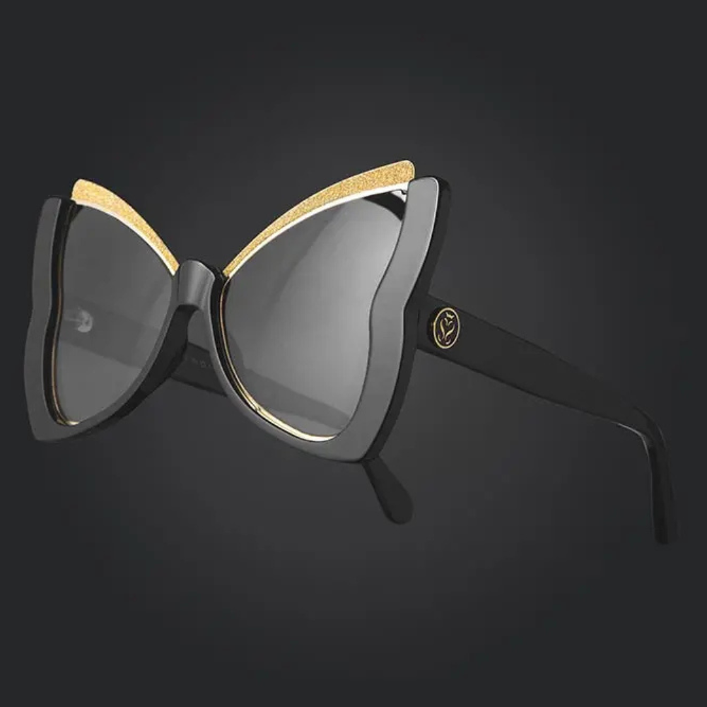 Stupor Mundi Aragon side view – five-barrel riveted hinges, M49 bio acetate temples, black enamel logo

