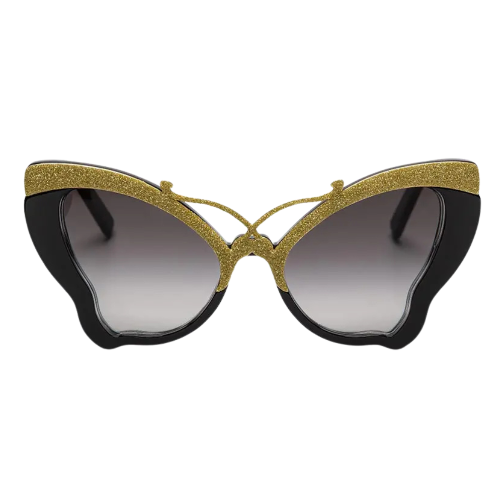 Stupor Mundi Lois luxury sunglasses limited edition – double oversize butterfly frame, bio acetate M49 and 24k gold, Made in Italy

